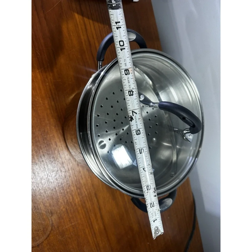 4 Pc TRAMONTINA Tri-Ply Base 3 Quart Stainless Double Boiler / Steamer w/Lid
